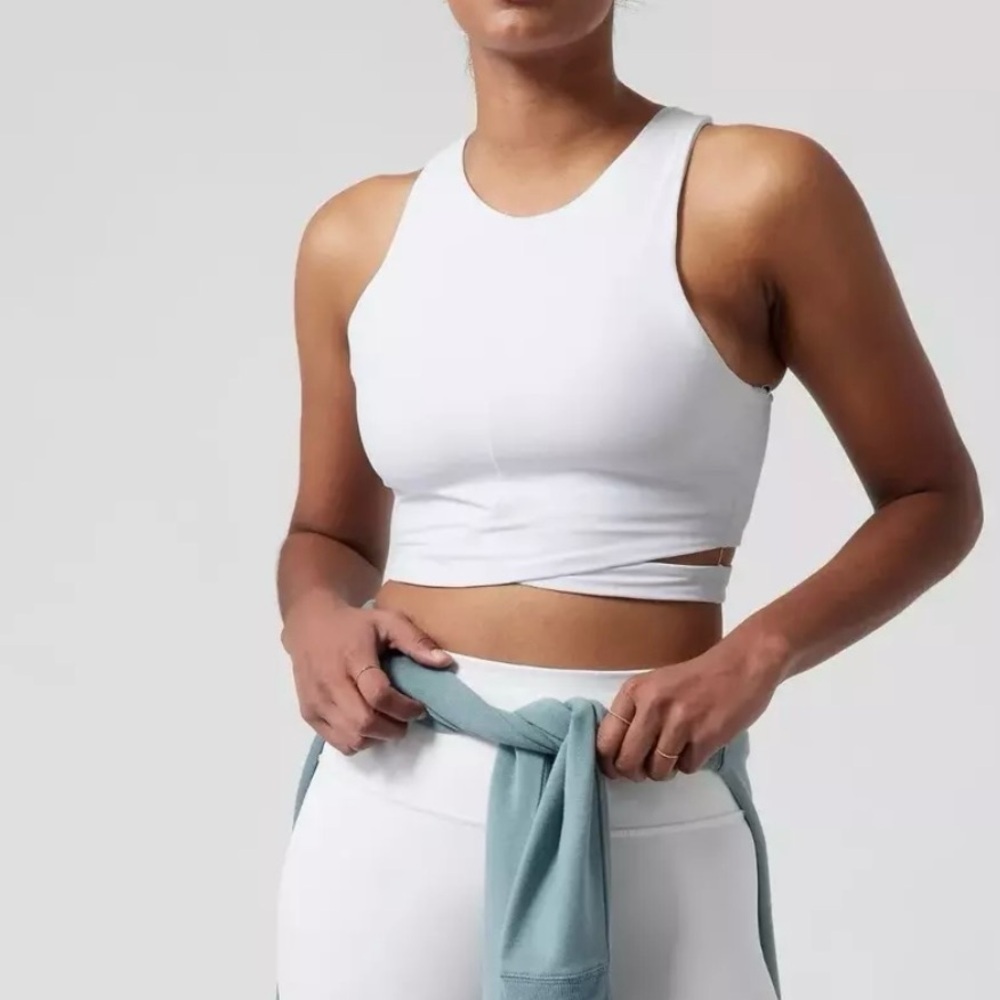 ATHLETA Conscious Cut Out Crop Bra D-DD Cup XL White NWT - Picture 3 of 6